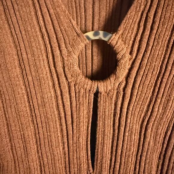 L*Space Wailea Coffee Brown Cover Up O-Ring Long Sleeve Mini Dress Size Medium - Picture 12 of 12